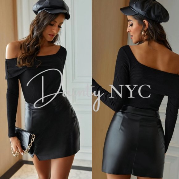 Faux Leather Mini Skirt - Picture 2 of 10